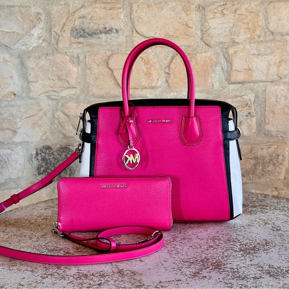 Michael kors md tz belted leather satchel&wallet dragonfruit - Picture 1 of 16